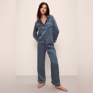 Eberjey Inez Washable Silk Printed Long PJ Set - Size Medium